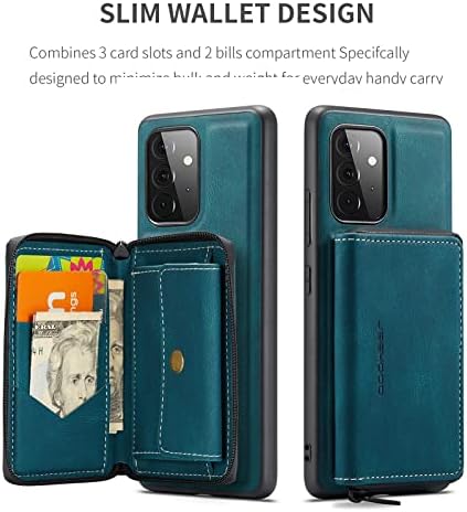 Caixa de carteira destacável para o Samsung Galaxy A72 5G, capa de back slim à prova de choque de couro, suporte magnético da
