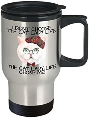 Caneca de viagem de café para gatos - 14 oz de aço inoxidável copo de presente