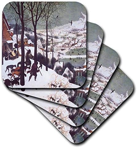 3drose cst_130138_1 caçadores na neve por montanhas-russas Pieter Bruegel Soft, conjunto de 4