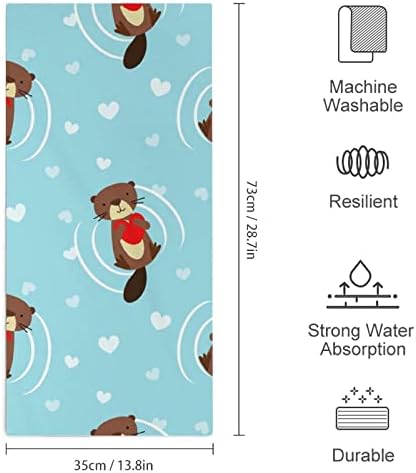 Beaver engraçado com toalhas de mão de microfibra do coração