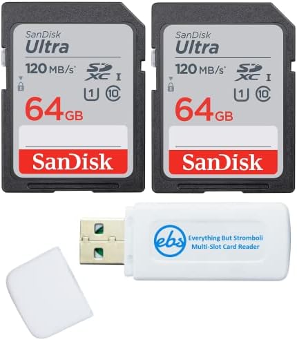 Sandisk 64GB Ultra SDXC SD Card Funciona com Olympus Mirrorless Camera System OM OM-1 U1 C10 Full HD Bundle com 1 tudo, menos Stromboli SD & Micro Memory Card Reader