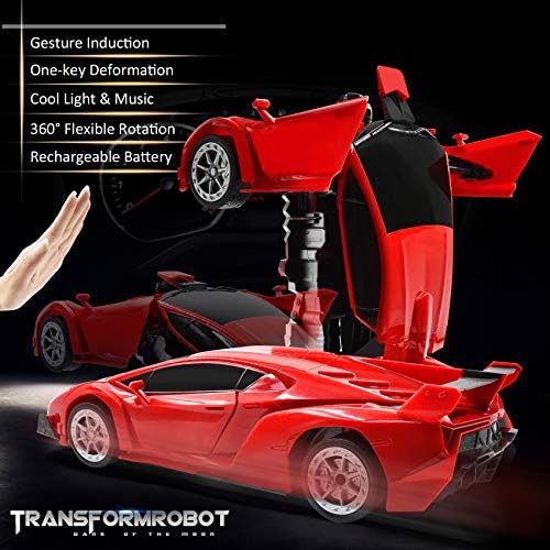 Zahooy RC Carro Robot Modelo Robot Toy, 1: 14 Sensor de gestos Drifting controle remoto Transform veículo, corrida deformada com sons realistas do motor e transformação de um botão para meninos meninas