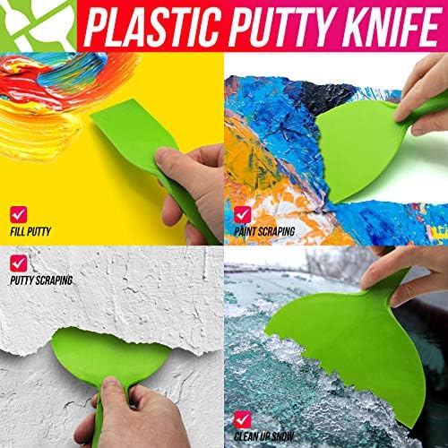 Bangbangsing 4 Paceiro Faca, pacote de tamanho grande, ferramenta flexível de raspador de tinta de plástico para espalhamento, raspador de papel de parede plástico, raspador de espátula, ferramentas de spackle