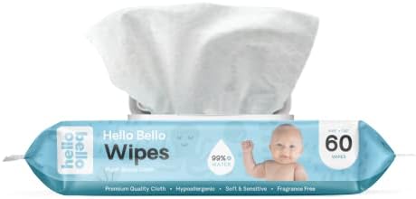 Hello bello wipes de bebês sem perfume eu planto lenços baseados em pele sensível feita com 99% de água e aloe para bebês e crianças I Spring Floral Design I 1080 contagem
