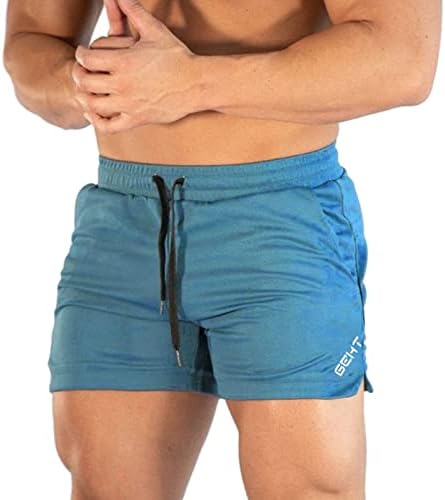 Shorts de ginástica de 6 polegadas homens homens de cor sólida casual cordas de cintura esportiva esportiva com bolsos