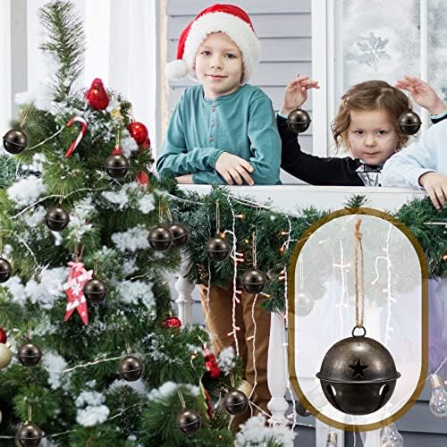 Sinos de Natal Grandes tamanho grande, recorte de estrela de Natal colorido Sleigh Sleigh Bell Ornament Metal Craft Sinos para embrulhar presentes Decoração de árvore de Natal Wrinalh Christmas