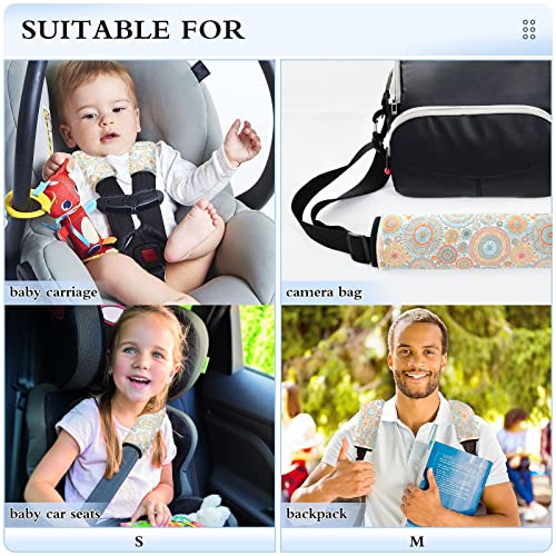 Tampas de assento de carro azul laranja de mandala tampe para crianças bebês 2 pcs tiras de assento de carro almofadas de almofada