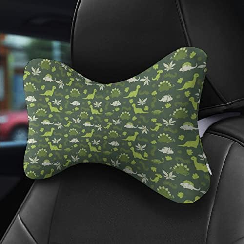 Flores de dinossauros Folhas de travesseiro de pescoço do carro de 2 Auto -assento de assento de cabeça de cabeça