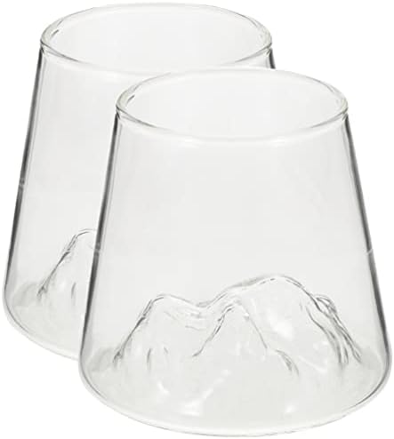 Conjuntos de copos de café expresso Besportble Conjuntos de conjuntos de 2pcs de uísque de uísque Mountain Fuji Vinho copos de chá antiquados com copos de rochas para restaurantes em casa Conjuntos de coquetéis