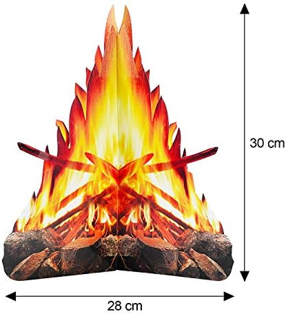 Fogo artificial de 12 polegadas de altura papel de chama falsa 3d papelão decorativa de fogueira de fogueira Tocha de chama para decorações de festa de fogueira, 3 conjuntos