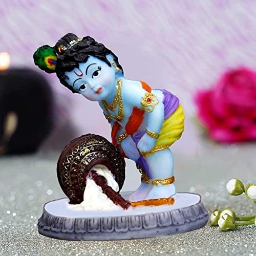 SR Impex 4 polegadas fofas lorde hindu Baby Krishna estátua, Krishna Idol estatueta Decorativa Showpiece Fture para decoração de mesa ou presente de aquecimento, ouro