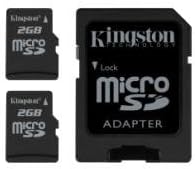 Kingston SDC/2GB -2P1A 2 GB Microsd Flash Card - Adaptador Twin Pack One, 2 peças