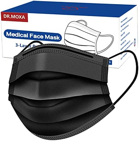 500 PCS Máscara facial descartável preta Proteção de 3 camadas feita nos EUA