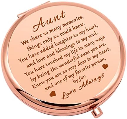 Tia Presentes da sobrinha sobrinho Rose Gold Compact espelho Presente Tia Presente Para o Dia das Mães Tia Aniversário Idéias de