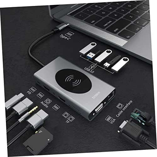 Solustre Notebook Docking Adapter Laptop Adaptador Laptop Hub USB Adaptador de carregamento sem fio USB Splitter USB-C Potocking