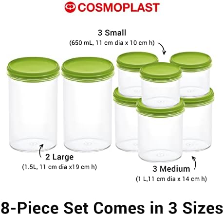 Cosmoplast Todo o contêiner redondo para propósito, armazenamento empilhável de alimentos e despensa sem BPA com tampa hermética