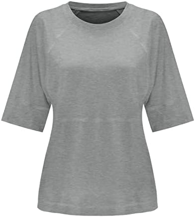 Camisa para meninas 3/4 manga 2023 Cotton Crewneck Boat Back Lounge Kawaii Basic Loose Fit Top camisa para feminino TB