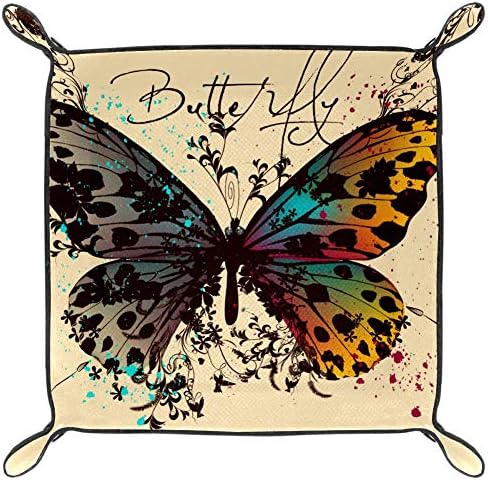 Lyetny Butterfly Asas coloridas e organizador floral Bandeja caixa de armazenamento de cabeceira Caddy bandeja de