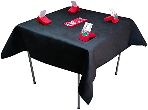 TSB Anti -Slip Bridge Cards Tabela Tabela Capas de pano de 55 por 55 polegadas - Cartões de veludo para serviço pesado Tabela Tabela - Cabe à tabela de cartões com tamanho de mesa rígido 31 a 45 polegadas - cor sólida preta preta