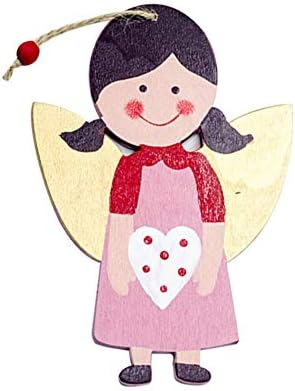Walbest Christmas Ornament 2pcs Wooden Love Heart Angel Girl, árvore de Natal, ornamentos pendurados decoração de festa em casa
