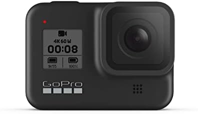 Pacote de câmera de ação preta da GoPro Hero8 com carregador de bateria duplo e inclui 3 baterias totais com estojo.