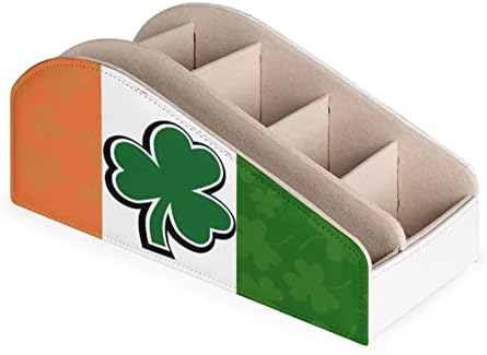 Bandeira irlandesa com padrão de controle remoto do padrão Shamrock PU Caixa de armazenamento de couro para casa desktop
