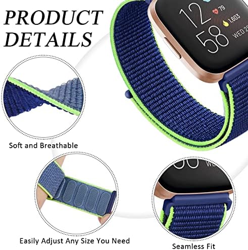 Bandas de nylon loop compatíveis com Fitbit Versa 2, Fitbit Versa Lite, Fitbit Versa Band, banda de substituição respirável