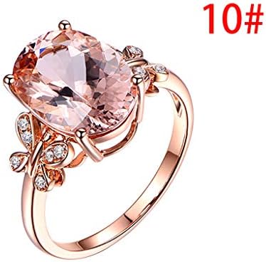 Anéis de ouro rosa, feminino de noiva do conjunto de noivas anel de aniversário oval de corte cz anel de noivado de zircônia cubica