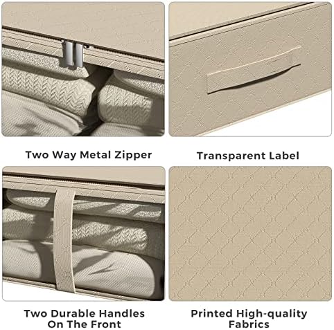 Sob Bins de armazenamento de cama - Sacos de armazenamento de roupas contêineres dobráveis ​​de grande capacidade de tecido