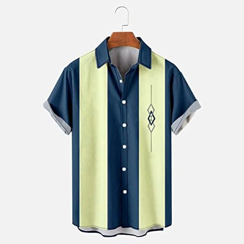 Butão casual masculino de Beuu camisetas de manga curta Summer praia de praia regular vintage de retalhos vintage tops camisa havaiana