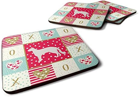 Tesouros de Caroline CK5559FC Balinese 2 Cat Love Espuma Coaster de 4, vermelho, 3 1/2 x 3 1/2, multicolor