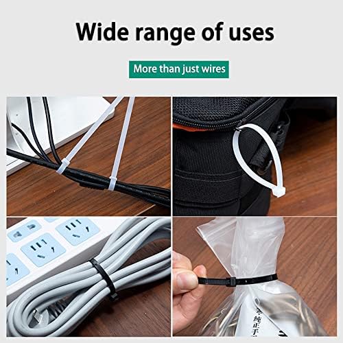 Oli Sheng Zip laços pesados ​​pretos brancos de cabos compridos de nylon para uso ao ar livre use clear grande mini tamanhos variados 4 6 8 12 12 polegadas Gerenciamento de cordões, branco)