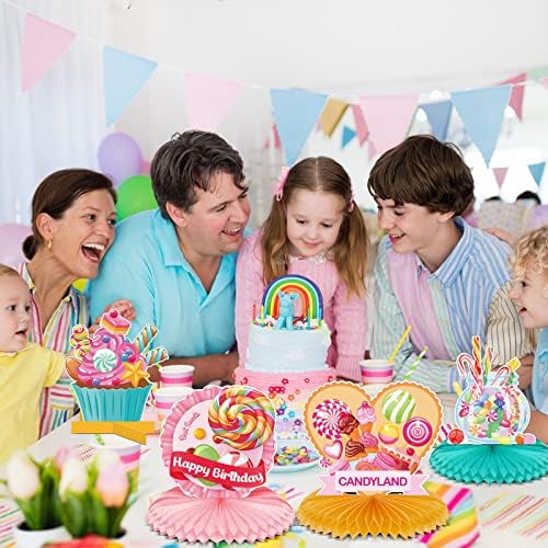 10 peças Decorações de Party Candyland Candyland Table Centerpieces Candyland Decorações de mesa Candyland Honeycomb Recebas Centrais