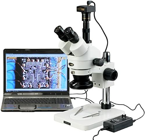 AMSCOPE SM-1TSZ-144-5M Microscópio de zoom estéreo profissional de estéreo profissional digital, oculares WH10X, ampliação