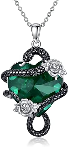Presitep Snake Colar Sterling Silver Snake Pingente embelezado com cristal em forma de coração da Austria Jewelry Gift for Women Girls