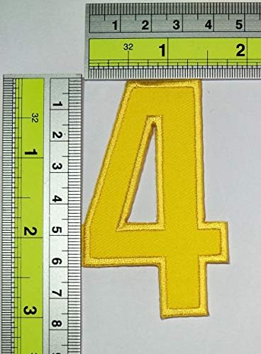 Parita 3 polegadas. Amarelo Número 4 No.4 Patches Costurar em aplicações de apliques zero a nove 0-9 ferroviado em números bordados patch dIy crachá decorativo remendos para roupas