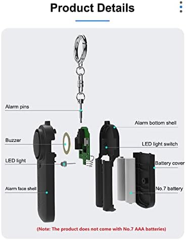 MOUDOAUEER ARMAR EMERGÊNCIA Sirene LED LED LED FLASHLUFL Alarm de emergência Chain Chain Chain Device para mulheres meninas