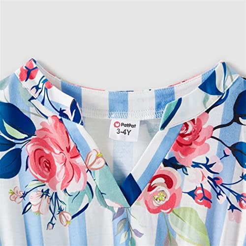 Família Patpat Comparação geográfica Geo Manga curta V vestidos com cinto de pescoço e camisetas coloridas