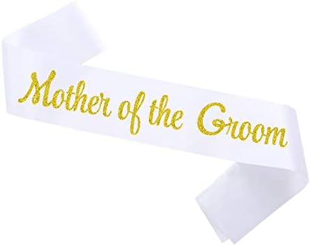Mãe do noivo faixa, Glitter Gold White Bachelorette Party Sash para Bridal Choused Wedding Party Supplies Freens Gifts Gifts