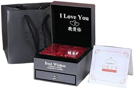 N/A A Valentine's Day Flower Jewelry Gift Colar Rose Colar Double Drawet Box Locket Presente para Mom