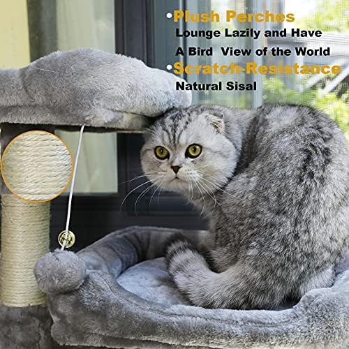 Árvore de gatos Negtte para gatos internos-Árvore de gatos de vários níveis para grandes gatos-Condomínio Big-Cat Salbing Tower-Pet