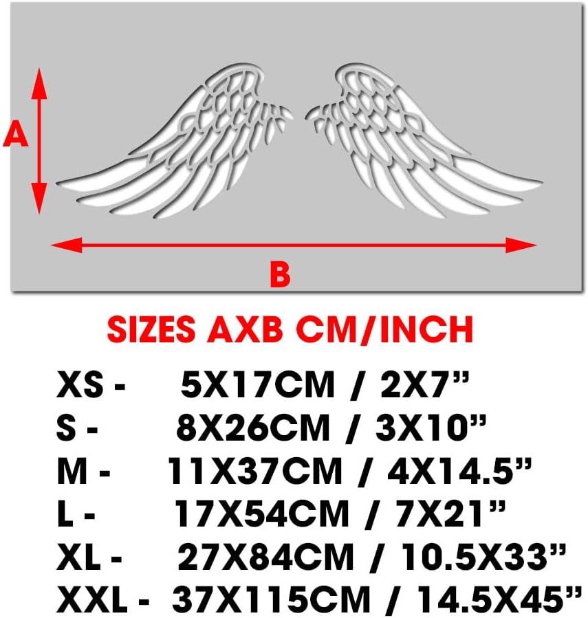 Angel Wings Stêncil, asas abertas, estêncil de artesanato e decoração, pintura, paredes, móveis, tecidos, reutilizáveis