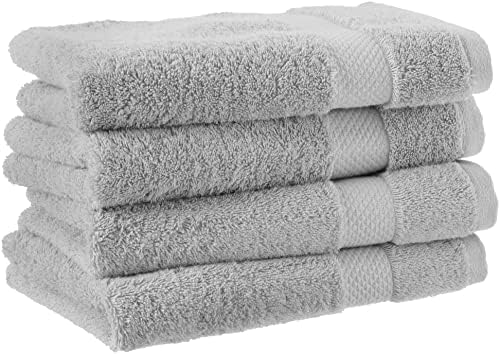 ciente de toalhas de banho de algodão orgânico - toalhas de mão, 4 -pacote, cinza claro
