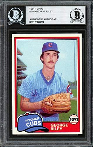 George Riley autografou 1981 Topps Rookie Card 514 Chicago Cubs Beckett Bas 12306799 - Baseball cortada cartões