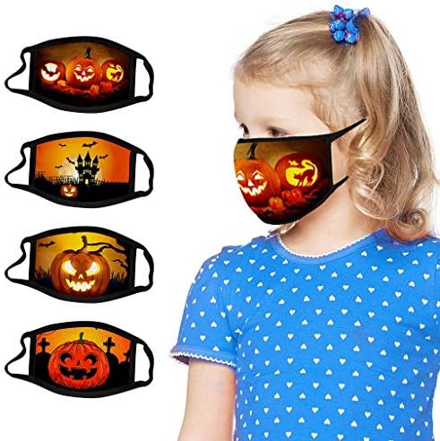 Zewuai Novo Halloween Pumpkin Pumpkin Face Bandanas reutilizáveis ​​e laváveis ​​máscaras de algodão para meninas meninas