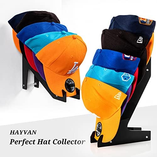 Hayvan Hat Racks para tampas de beisebol Conjunto de 2 - montagem de parede ou stand up - segure até 10 tampas - exibição de chapéu de acrílico e armazenamento para quarto, armário, cômoda, entrada