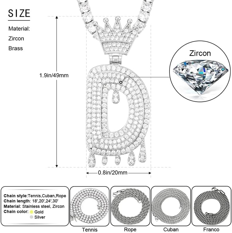 Bula Thi Hip Hop Crown Colares pendentes para homens jóias de joalheria cobre cúbico zircônia pingente de moda de moda -
