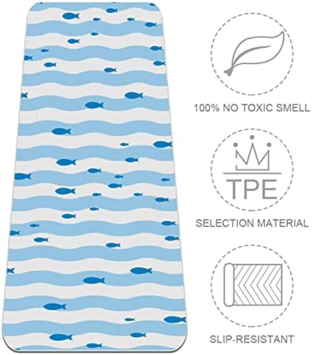Siebzeh Pequeno peixe em azul White Wave Premium Premium grossa de ioga MAT ECO AMICIAL DE RORBO