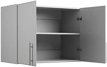 Prepac elite 2 portas 2 portas Montada no armário de armazenamento, 16 d x 32 w x 24 h, cinza claro