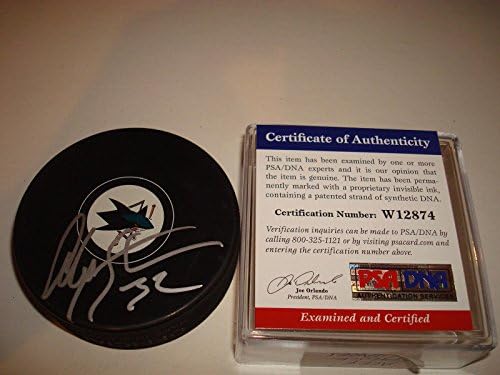 Alex Stalock assinou SJ San Jose Sharks Hockey Puck Autografado PSA/DNA CoA A - Pucks NHL autografados
